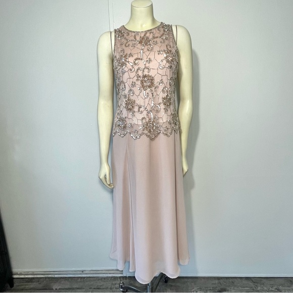 J Kara | Dresses | J Kara Rose Clair Beaded Sleeveless Chiffon Maxi Dress  Size 8 | Poshmark